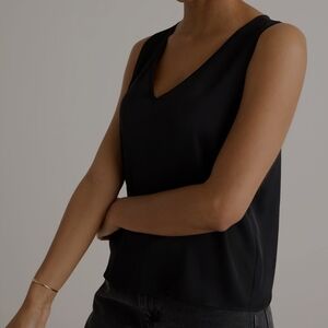 Quince Washable Stretch Silk Tank Black